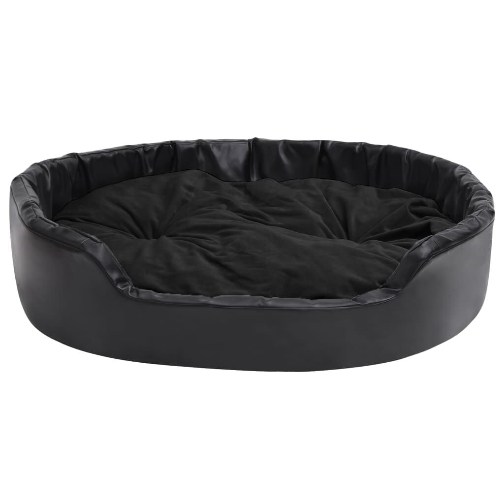 Vidaxl Cama Para Perros Felpa Y Cuero Sintético Negro 99x89x21 Cm_4