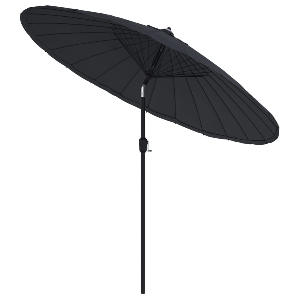 Sombrilla De Jardín Con Palo De Aluminio Negro 270 Cm_1