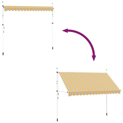 Toldo Manual Retráctil 350 Cm Amarillo Y Azul A Rayas_4