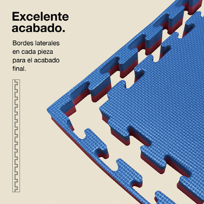 Tatami Puzzle 4cm 100x100cm, Pack 4 Unidades – Superficie T Azul/rojo Jowy_2