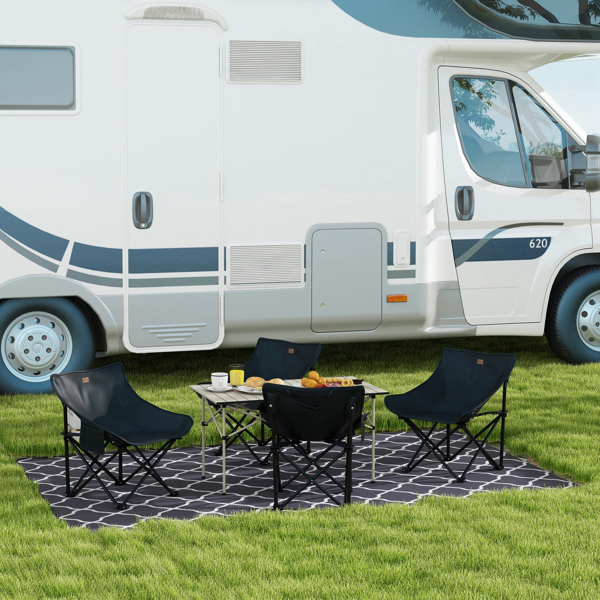 Outsunny Silla De Camping Plegable Con Bolsa De Transporte Carga 110 Kg Negro_4