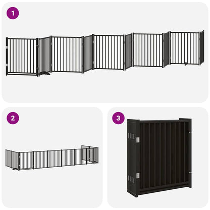 Vidaxl Puerta De Perros Plegable 10 Paneles Madera Álamo Negra 800 Cm_4