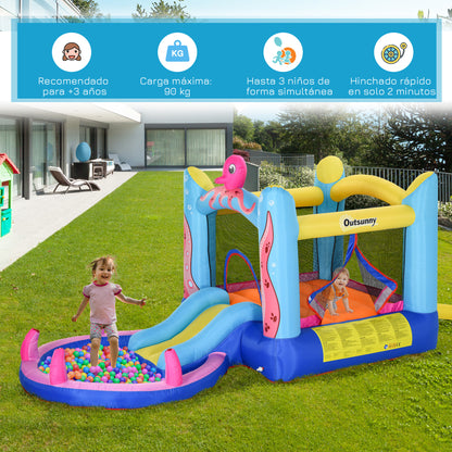 Outsunny Castillo Hinchable Para Niños Con Piscina 360x175x180 Cm Multicolor_4