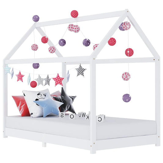 Vidaxl Estructura De Cama Infantil Madera Maciza Pino Blanco 90x200 Cm_0