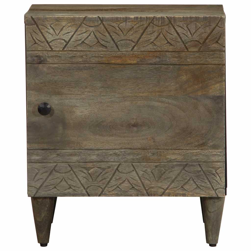 Mesita De Noche De Madera Maciza De Mango Gris Claro 40x33x46cm_1
