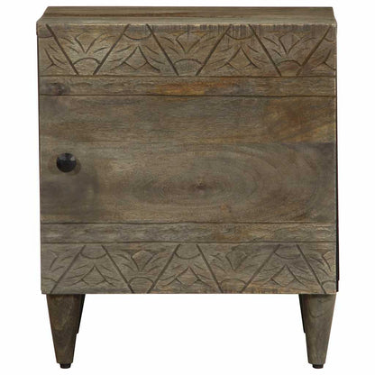 Mesita De Noche De Madera Maciza De Mango Gris Claro 40x33x46cm_1