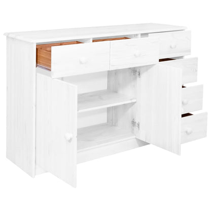 Aparador 6 Cajones Madera Maciza De Pino Blanco 113x35x73 Cm_2