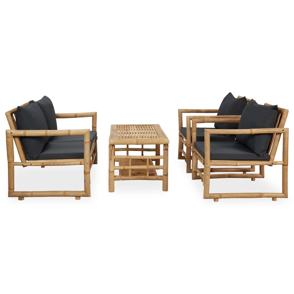 Vidaxl Juego De Muebles De Jardín Con Cojines 4 Piezas Bambú_1