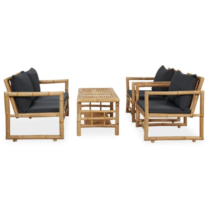Vidaxl Juego De Muebles De Jardín Con Cojines 4 Piezas Bambú_1