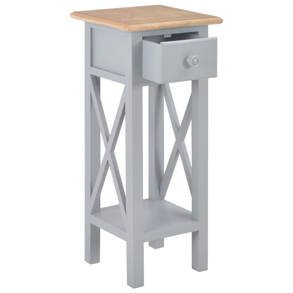 Mesa Auxiliar De Madera Gris 27x27x65,5 Cm_0