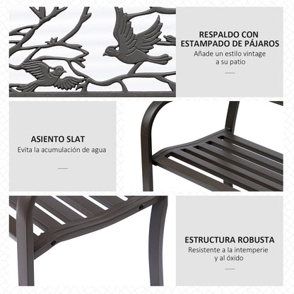 Outsunny Banco De Jardín Con Respaldo Con Imagen De Animales 127x60x85 Cm Marrón_4