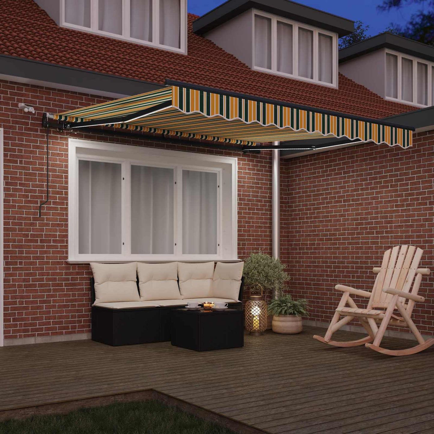 Toldo Retráctil Verde Y Amarillo 300 X 250 Cm Poliéster_2