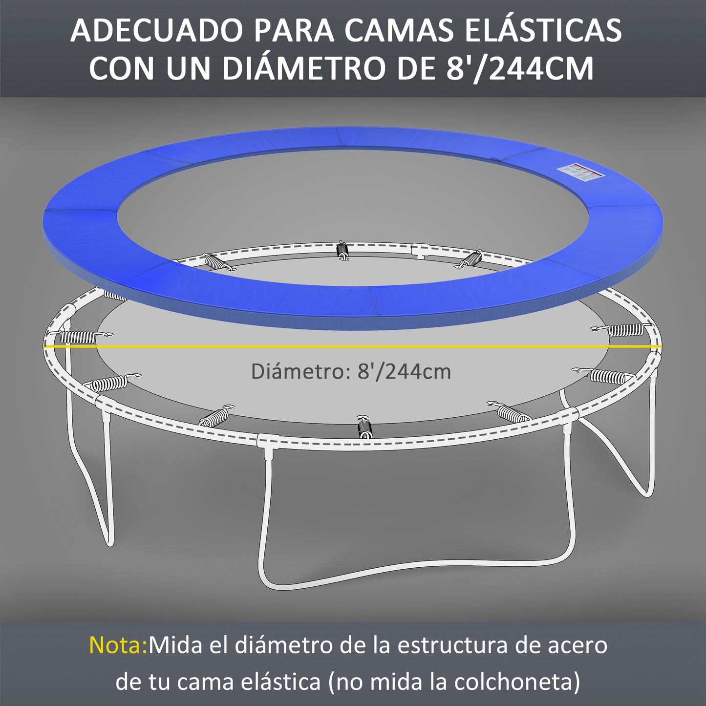 Homcom Cubierta De Protección Acolchada Borde De Seguridad Para Trampolines Cama Elástica Con Diámetro Ø244 Cm Azul_4