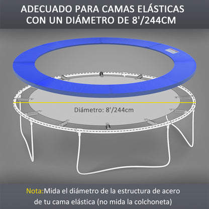 Homcom Cubierta De Protección Acolchada Borde De Seguridad Para Trampolines Cama Elástica Con Diámetro Ø244 Cm Azul_4