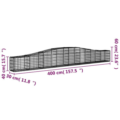 Cestas De Gaviones 10 Uds Forma De Arco Hierro 400x30x40/60 Cm_5