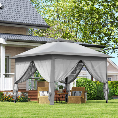 Outsunny Carpa Plegable 3,3x3,3 M Con Altura Ajustable Doble Techo Anti-uv Gris_4