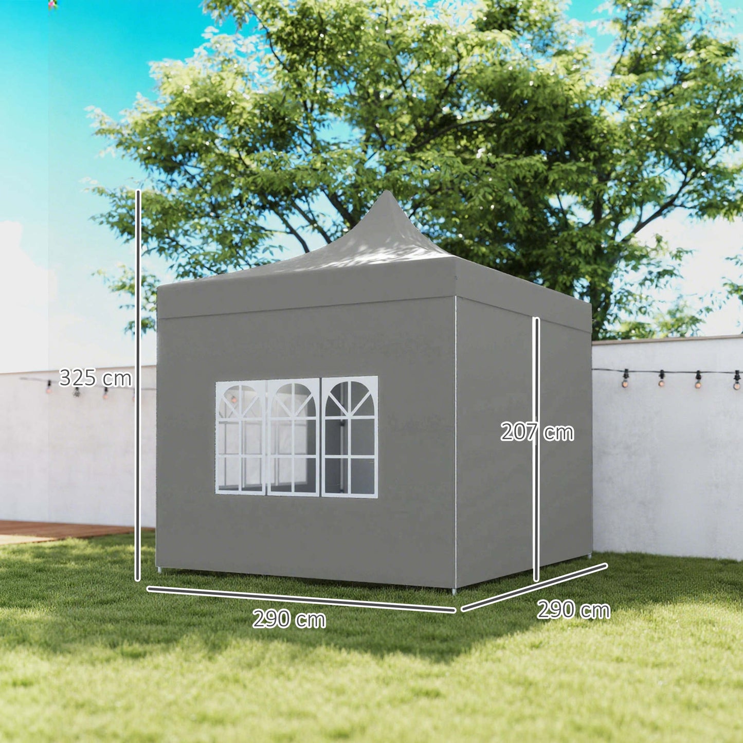 Outsunny Carpa Plegable Pop-up 3x3 M Con 4 Paredes Laterales Anti-uv Gris_2