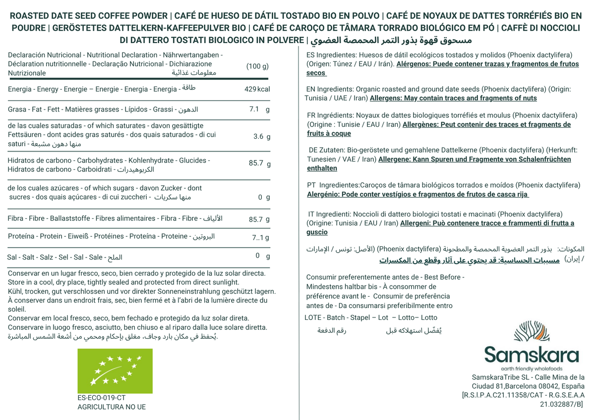 Café De Semilla De Dátil Tostado Bio - 1kg (250g Envase Retail + 750g Bolsa Granel De Recarga) | Alternativa Al Café_1