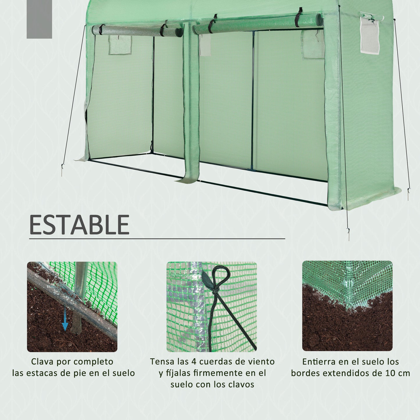Outsunny Invernadero Caseta De Jardín Tipo Túnel Con 4 Ventanas Para Cultivos_4
