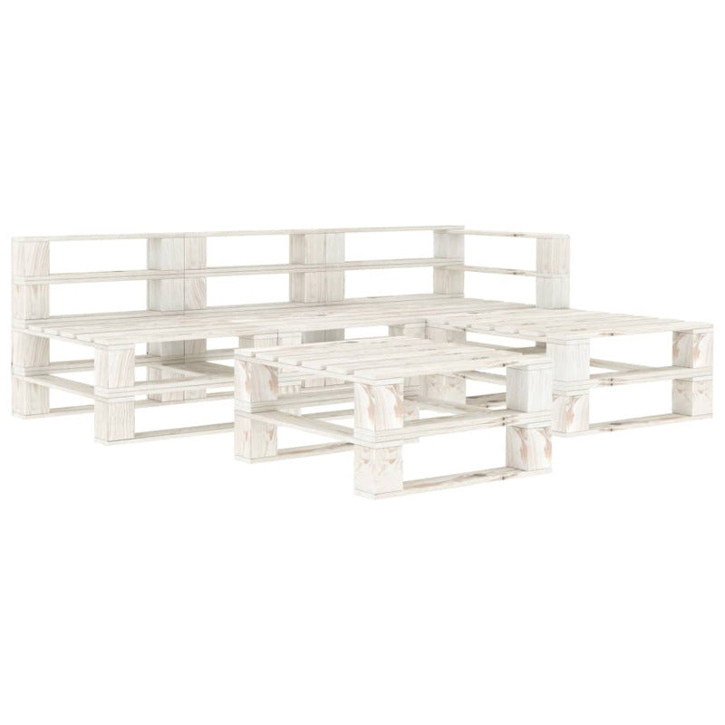 Vidaxl Juego De Muebles De Palets Para Jardín 5 Piezas Madera Blanco_0