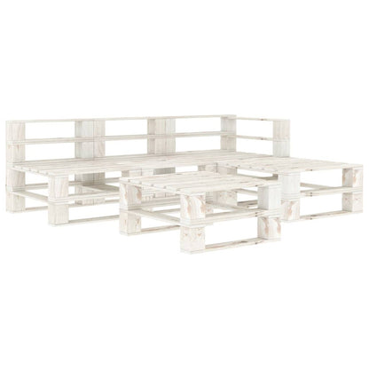 Vidaxl Juego De Muebles De Palets Para Jardín 5 Piezas Madera Blanco_0