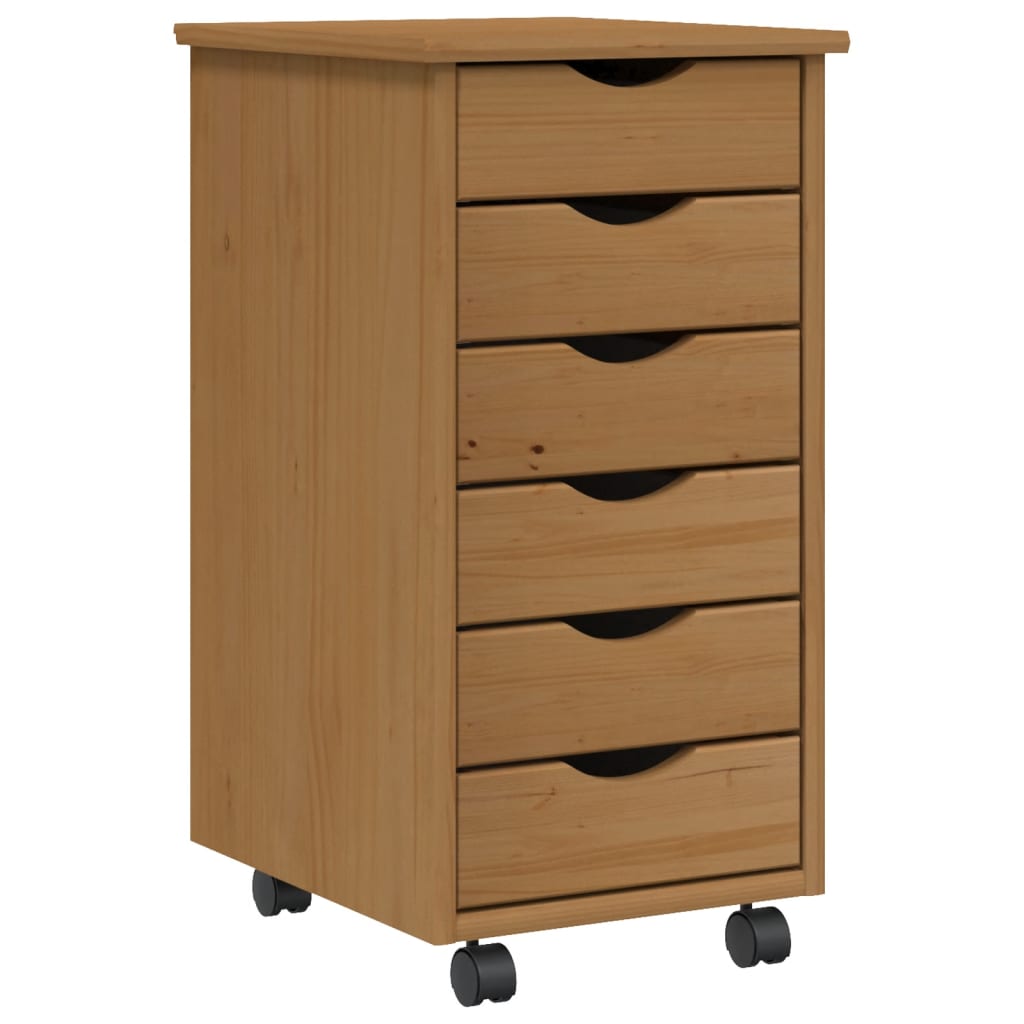 Cajonera Con Ruedas Moss Madera Maciza Pino Marrón Miel_1