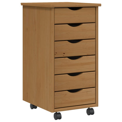 Cajonera Con Ruedas Moss Madera Maciza Pino Marrón Miel_1