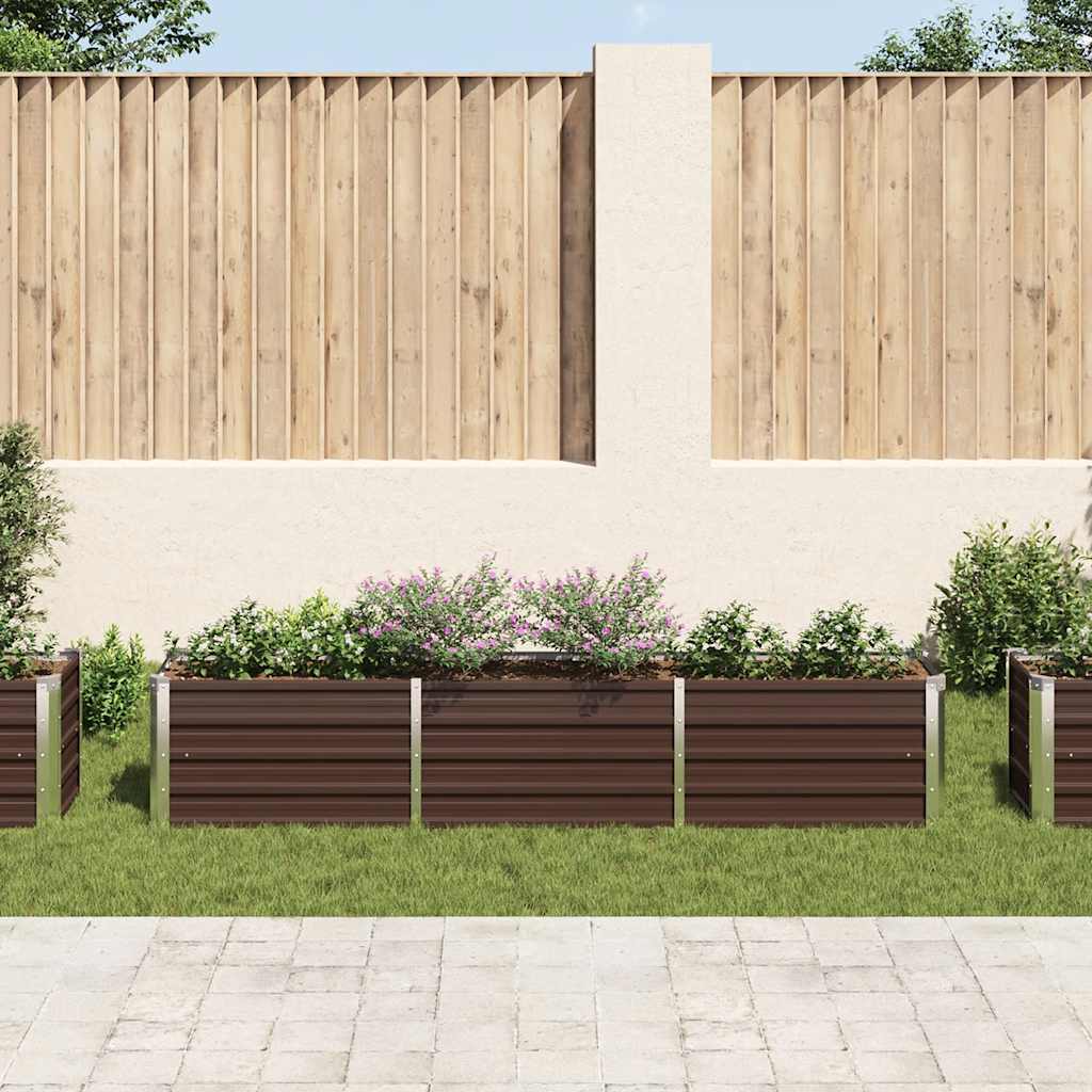 Arriate De Jardín De Acero Galvanizado Marrón 240x40x45 Cm_2