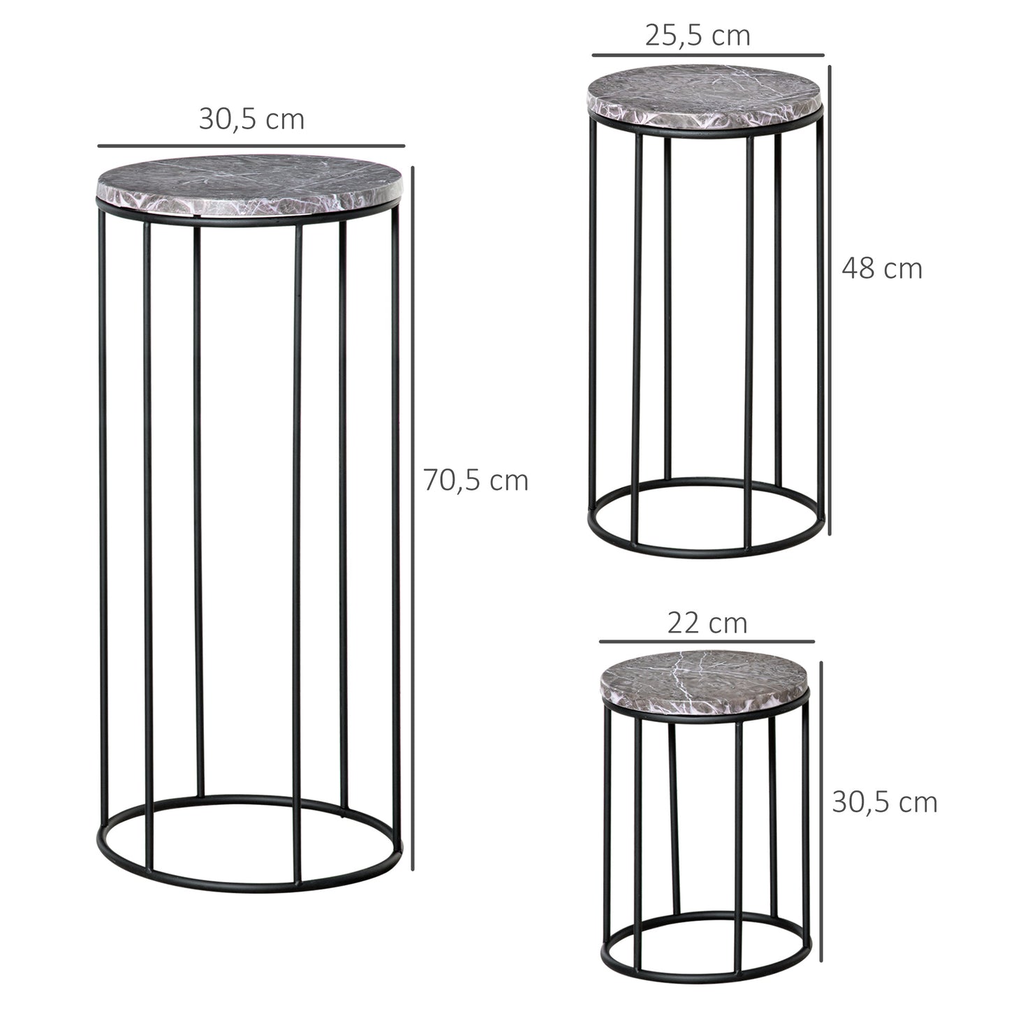 Outsunny Soportes Para Plantas Metal 3 Piezas Apilables Porta Macetas Decorativo_2