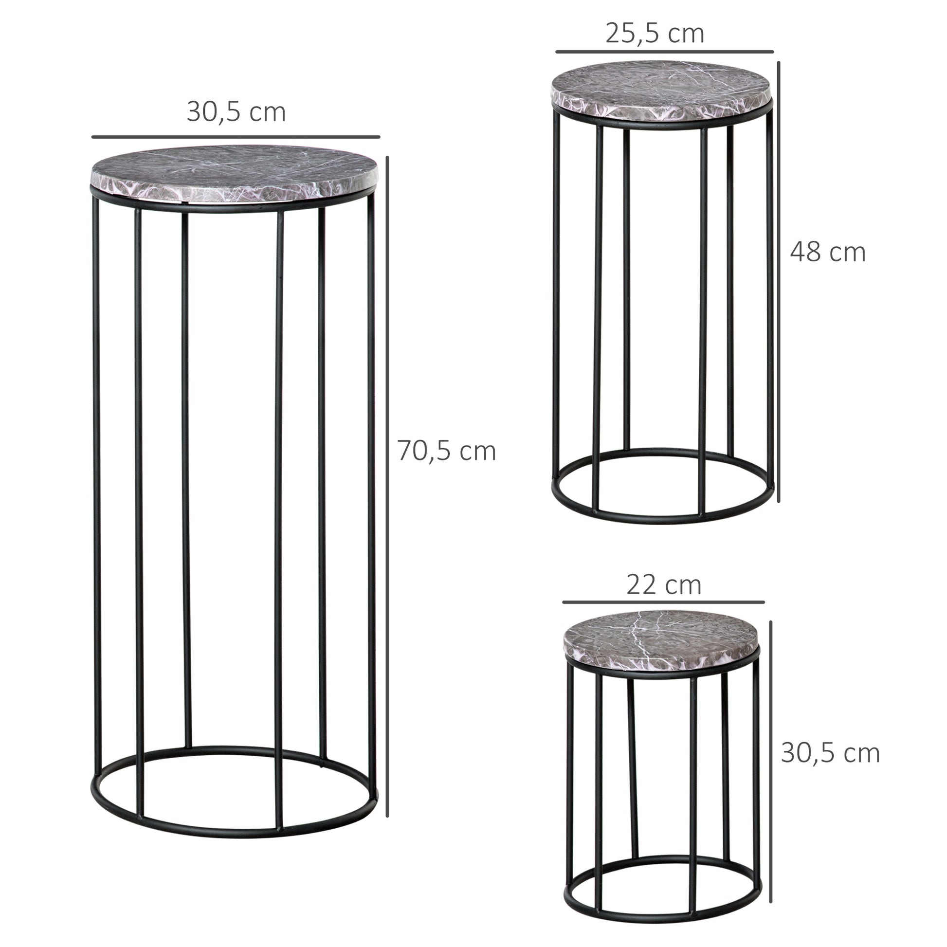 Outsunny Soportes Para Plantas Metal 3 Piezas Apilables Porta Macetas Decorativo_2