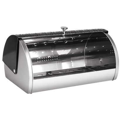 Panera De Mesa Para Guardar Pan Bollería, Tapa Deslizante, Acero Inoxidable, Diseño Moderno Berlinger Haus Primal Gloss, Acero Inoxidable / Negro