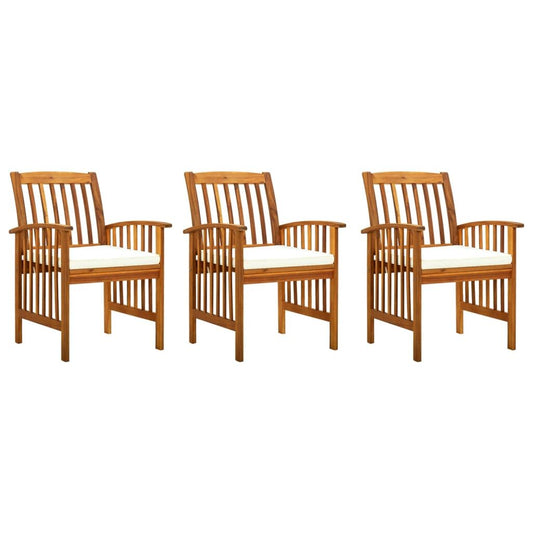 Vidaxl Sillas De Comedor Jardín 3 Uds Con Cojines Madera Maciza Acacia_0