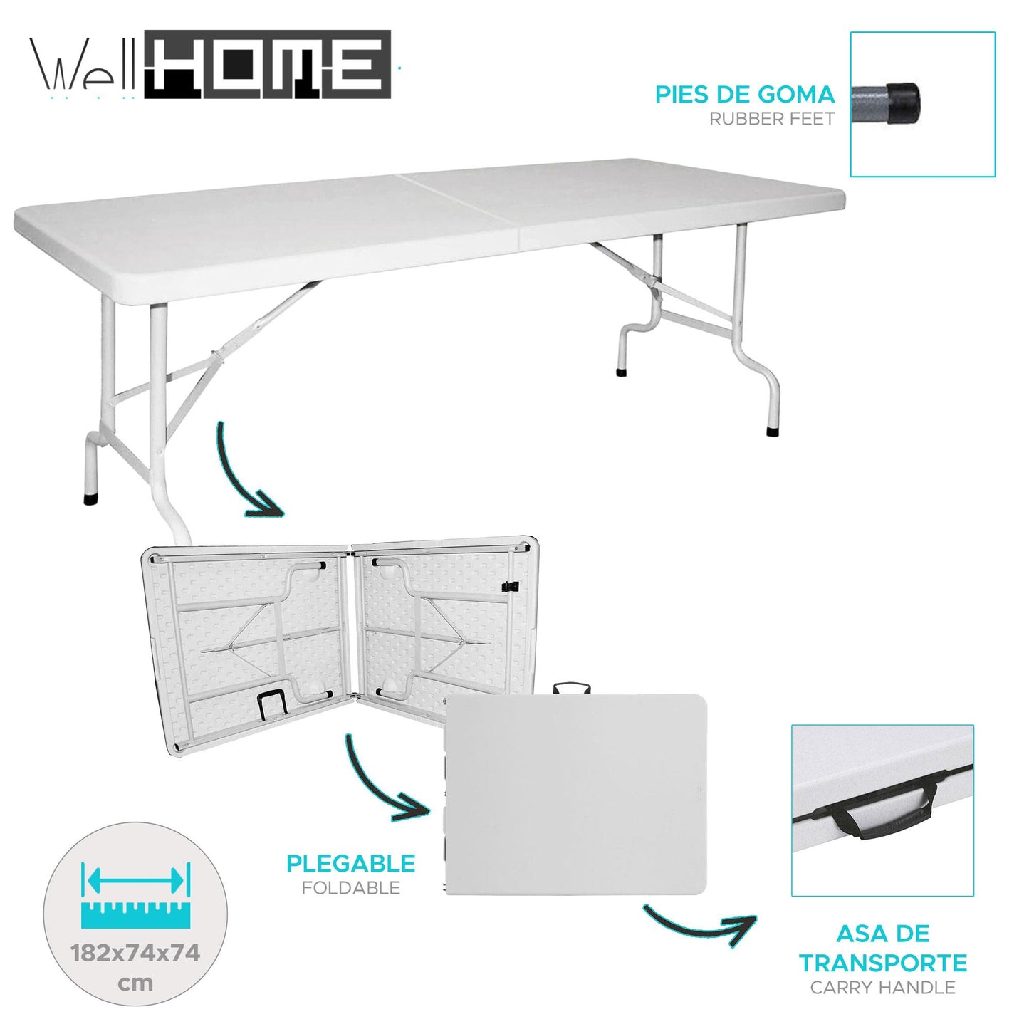 Well Home Mesa Rectangular En Polietileno 182x74x74cm_1