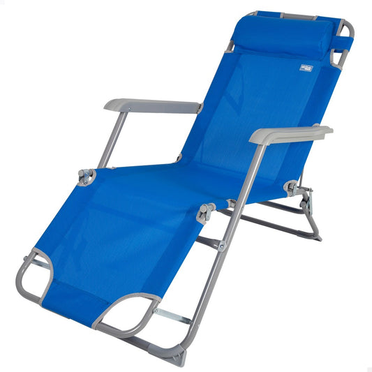 Tumbona Plegable Camping Multiposición Azul C/cojín Aktive_0