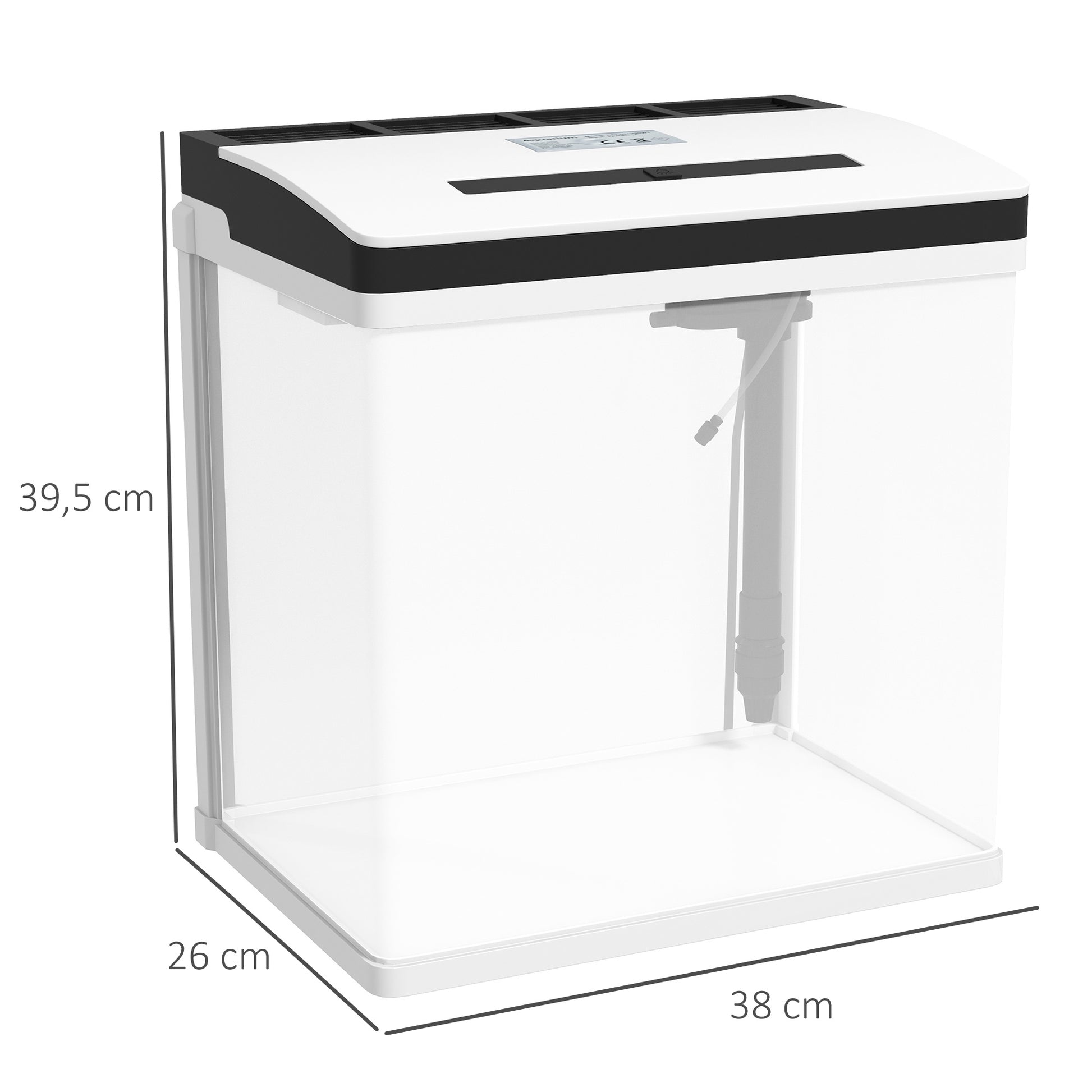 Pawhut Acuario De Cristal 28l Con Sistema De Filtro Luz Led 38x26x39,5 Cm Blanco_2