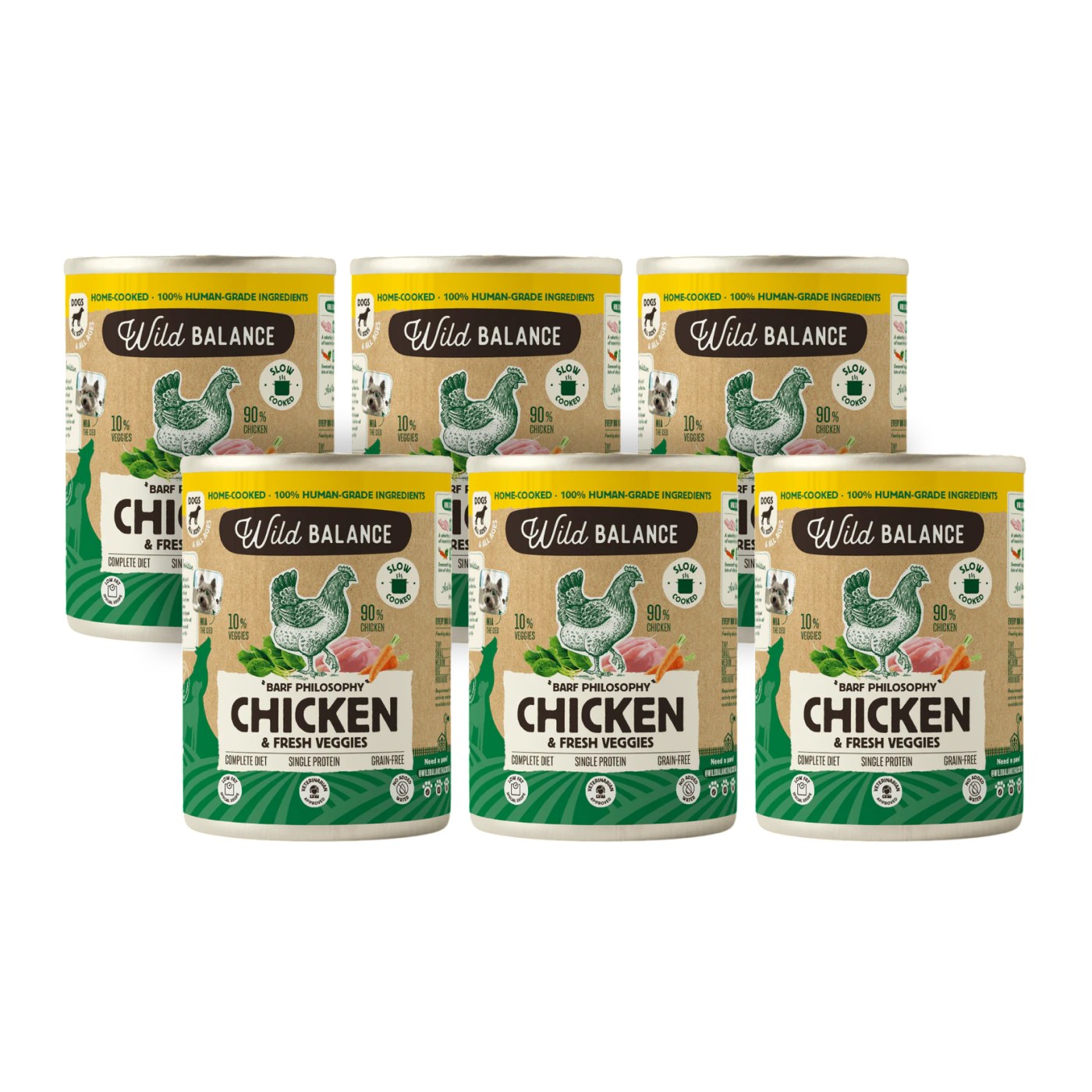 Pack Pollo barf para perros 6 x 400 g Wild Balance