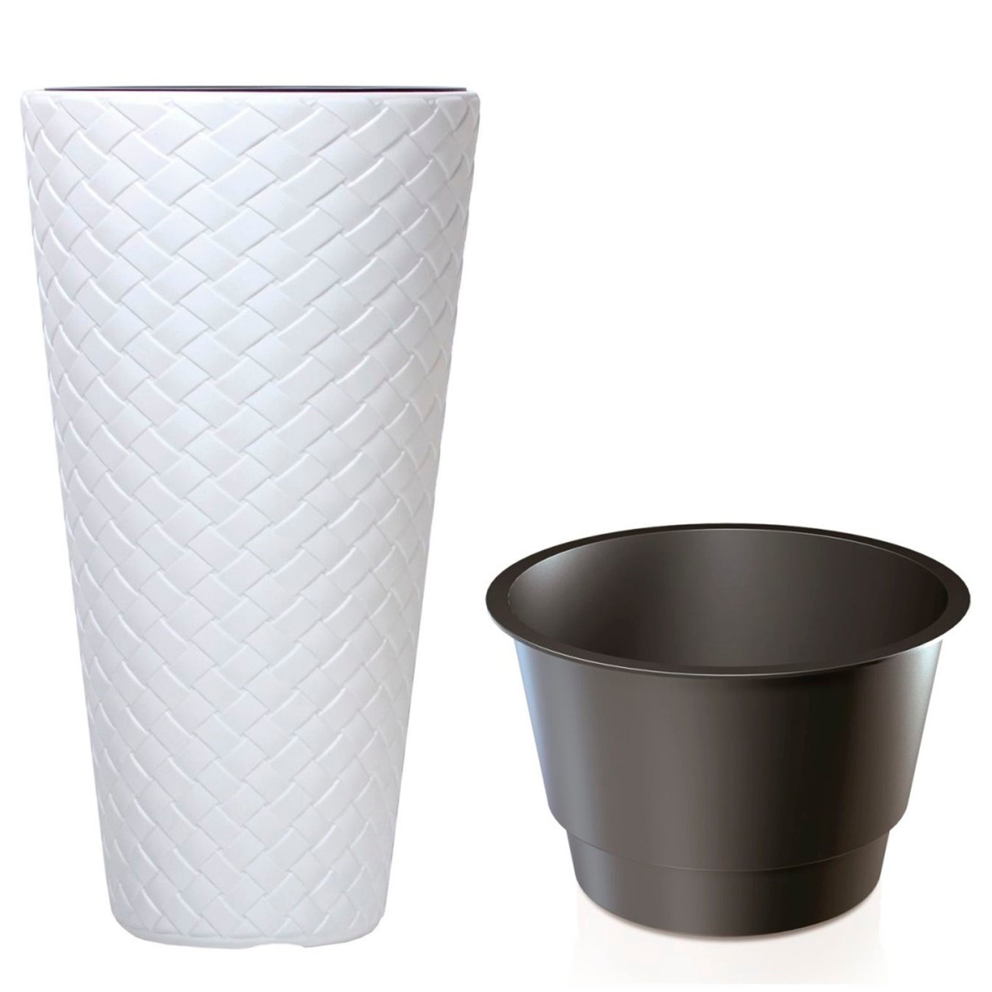 Macetero Slim Matuba 57l., Con Depósito, Dimensiones (mm) 400x400x780, Color Blanco