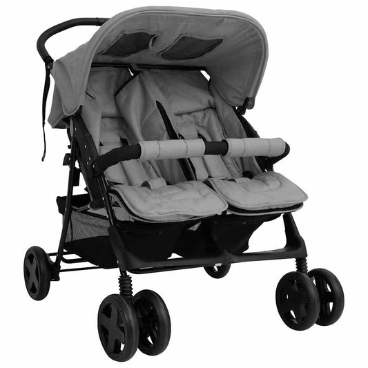 Vidaxl Carrito Para Gemelos De Acero Gris Claro_0