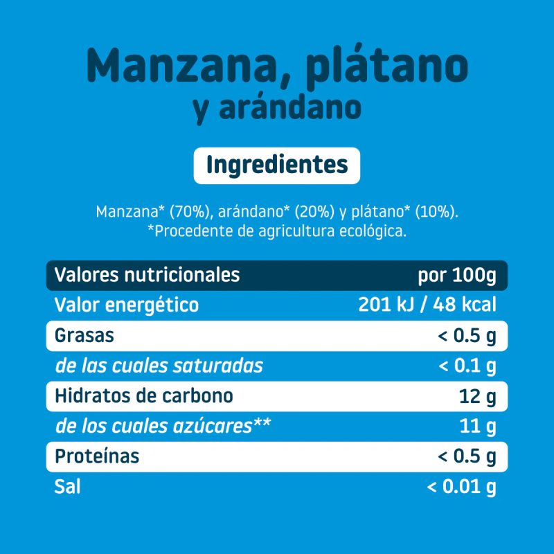 Tarrito de Manzana, Plátano y Arándono BIO +6 meses Smileat 130g