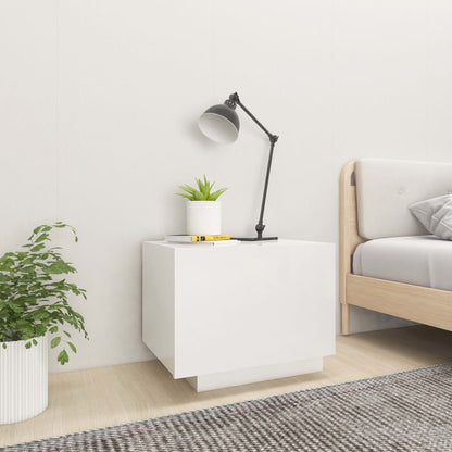Mesita De Noche Madera De Ingeniería Blanco Brillo 100x35x40 Cm_1