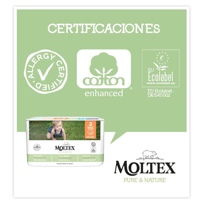 Pañales T3 (4-10 kg)  Moltex Pure & Nature, 56 Uds