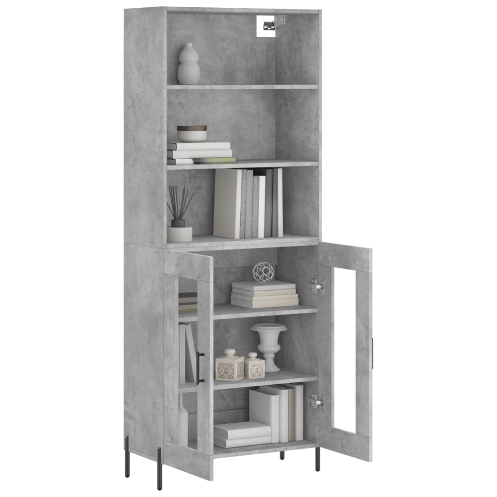 Aparador Alto Madera Contrachapada Gris Hormigón 69,5x34x180 Cm_2