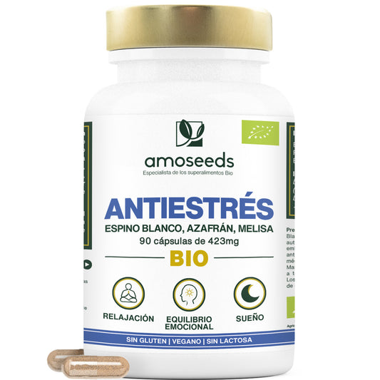 Complejo Antiestrés Bio, Espino Blanco, Azafrán, Melisa | 90 Cápsulas_0