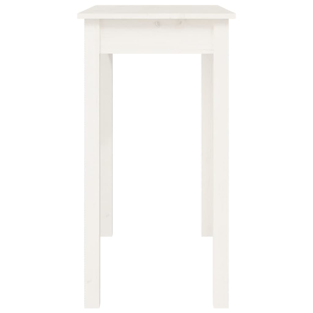 Mesa Consola De Madera Maciza De Pino Blanco 80x40x75 Cm_4