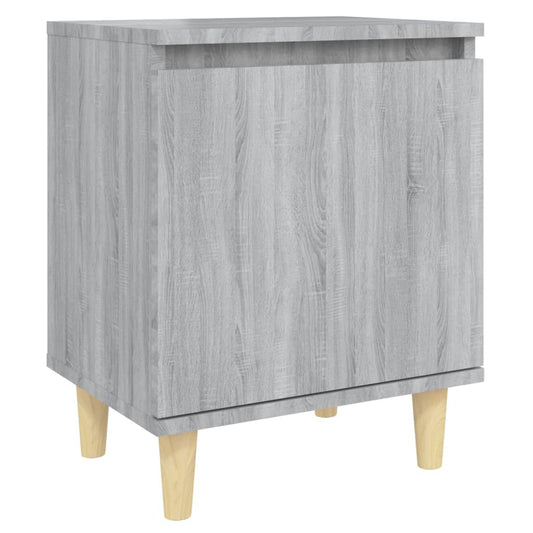 Mesita De Noche Patas De Madera Maciza Gris Sonoma 40x30x50 Cm_0