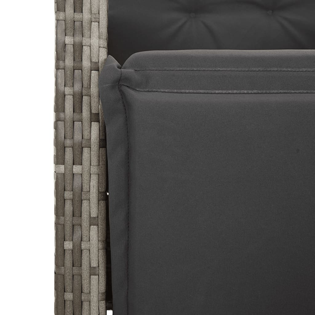 Set Comedor Jardín 7 Pzas Y Cojines Ratán Sintético Gris / Vetonek_5