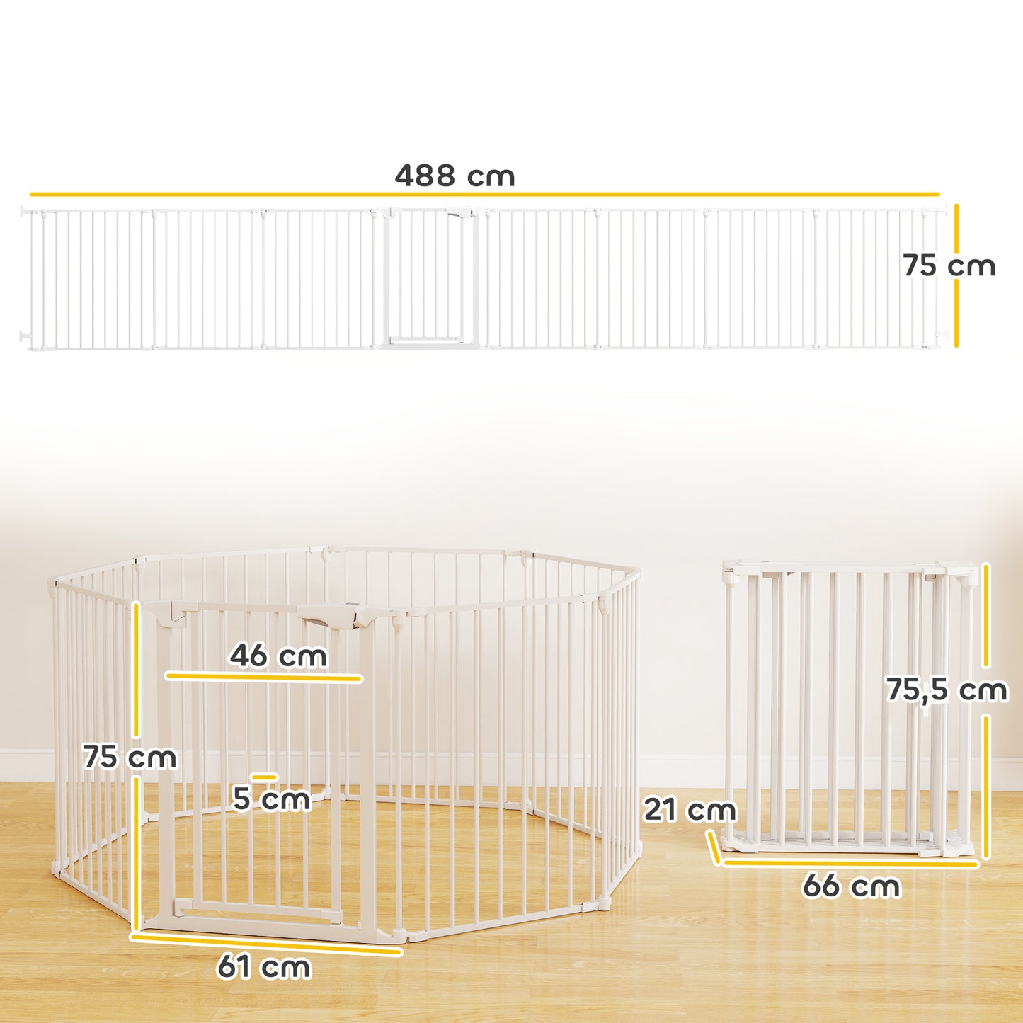 Pawhut Barrera Para Perros Plegable Puerta Con Cierre Doble Blanco_2