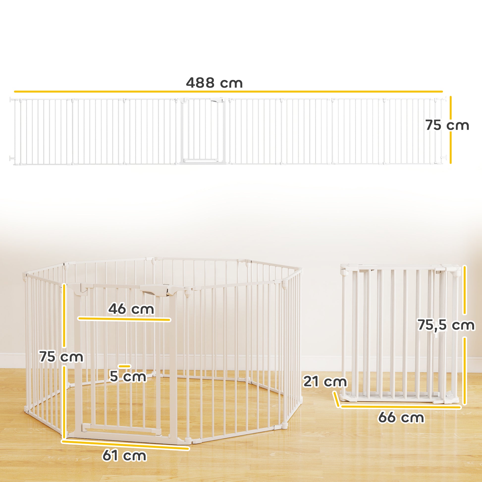Pawhut Barrera Para Perros Plegable Puerta Con Cierre Doble Blanco_2