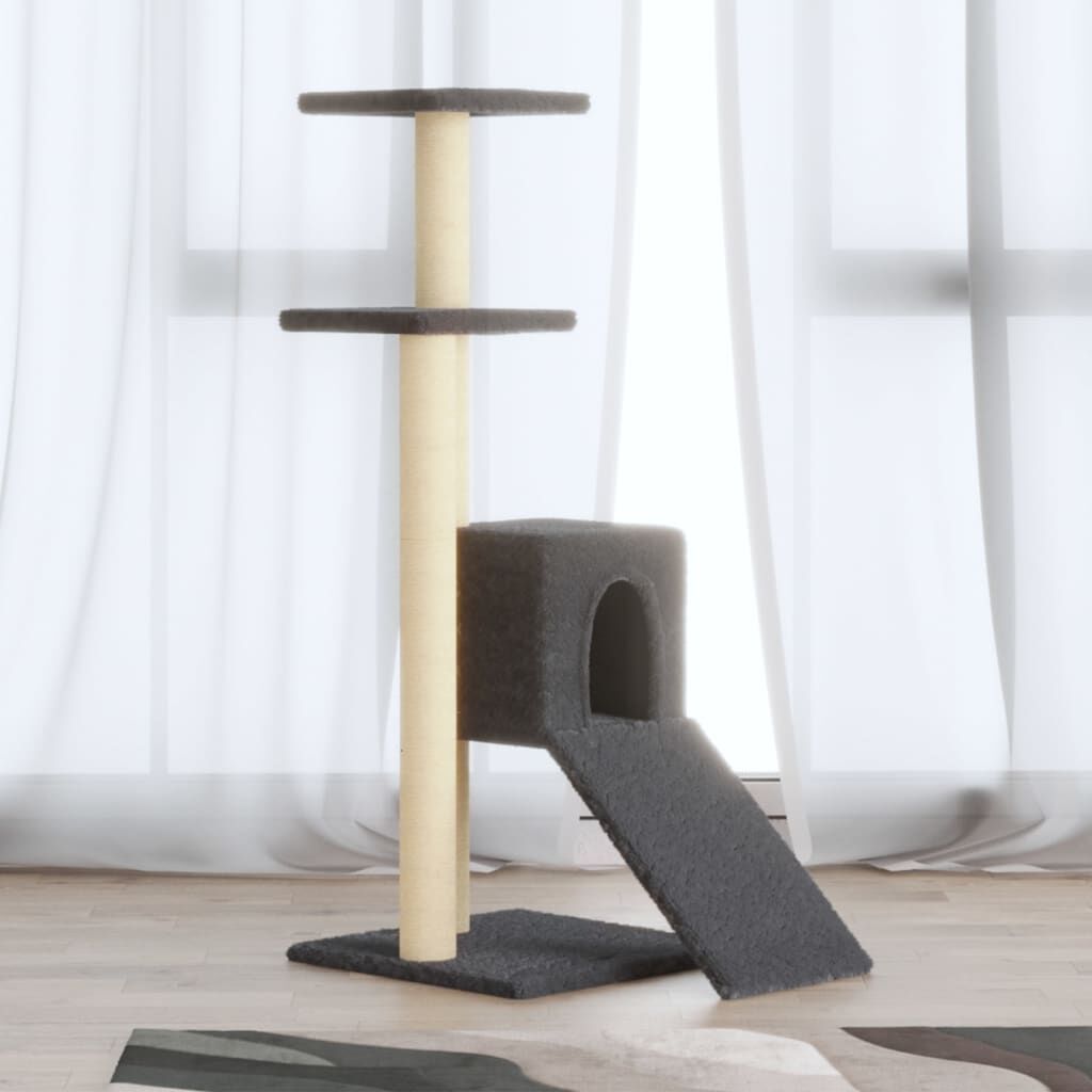 Vidaxl Rascador Para Gatos Con Postes De Sisal Gris Oscuro 92 Cm_1