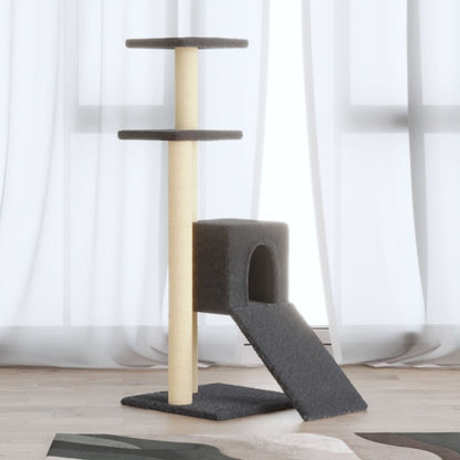 Vidaxl Rascador Para Gatos Con Postes De Sisal Gris Oscuro 92 Cm_1